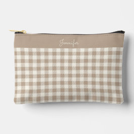 Boho Gingham Pattern Plaid Checkered Neutral Name Etui