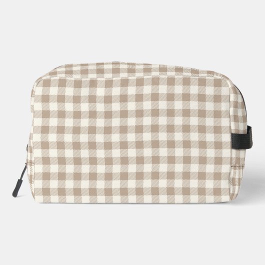 Boho Gingham Pattern Plaid Checkered Neutral Name Toilettasje (Achterkant)