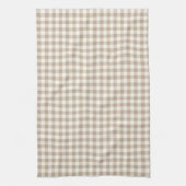 Boho Gingham Pattern Plaid Checkered Neutral Theedoek (Verticaal)