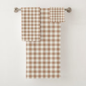Boho Gingham Pattern Plaid Checkered Tan Brown Bad Handdoek (Insitu)