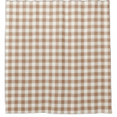 Boho Gingham Pattern Plaid Checkered Tan Brown Douchegordijn (Voorkant)