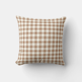 Boho Gingham Pattern Plaid Checkered Tan Brown Kussen