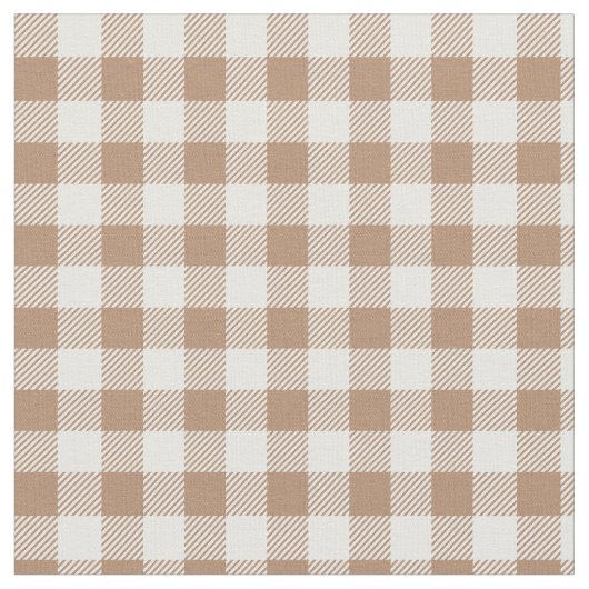 Boho Gingham Pattern Plaid Checkered Tan Brown Stof (Close Up)