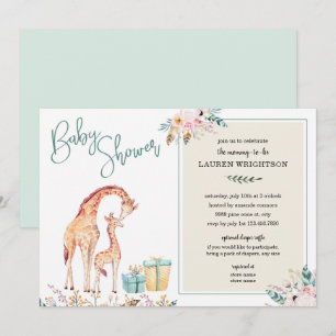 Boho Giraffe Baby shower genderneutraal uitnodigen Kaart