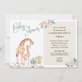 Boho Giraffe Baby shower neutre invitation genre (Devant)