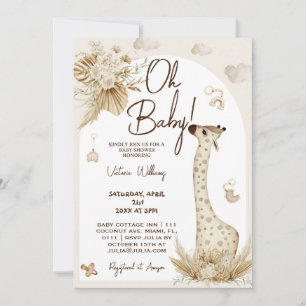 Boho-giraffe baby shower voor de kraamkamer kaart