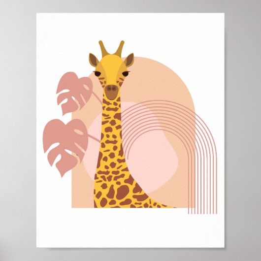 Boho Giraffe Jungle Plante Poster Mur Art (Devant)