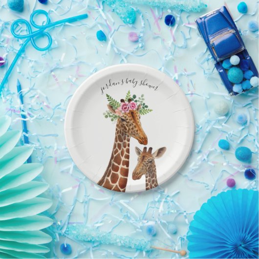 Boho Giraffe Mama + Baby shower Papieren Bordje (Feest)