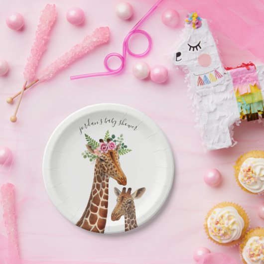 Boho Giraffe Mama + Baby shower Papieren Bordje (Feest)