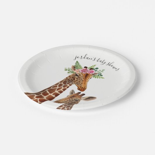 Boho Giraffe Mama + Baby shower Papieren Bordje (Gekanteld)