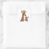 Boho Giraffe Mama + Baby shower Vierkante Sticker (Tas)