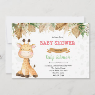 Boho giraffe partijuitnodiging kaart