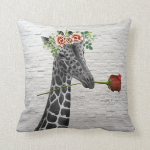 Boho Giraffe Roos Valentijnskussen Kussen