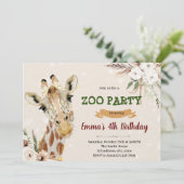 Boho giraffe verjaardagsuitnodiging kaart (Staand voorkant)