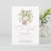 Boho Girl Baby shower Invitation Card Kaart (Staand voorkant)