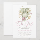 Boho Girl Baby shower Invitation Card Kaart (Voorkant / Achterkant)