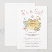 Boho Girl Baby shower Toys Invitation Card (Devant / Derrière)