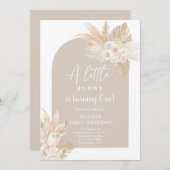 Boho Girl Bunny Rabbit Anniversaire Invitation (Devant / Derrière)