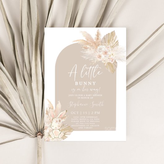 Boho Girl Bunny Rabbit Baby shower Invitation