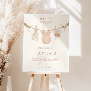 Boho Girl Clothesline Baby shower Affiche de bienv