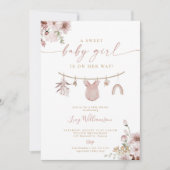 Boho Girl Clothesline Baby shower Invitation Sweet (Devant)