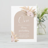 Boho Girl First Birthday Party Invitation (Debout devant)