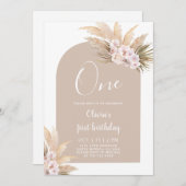 Boho Girl First Birthday Party Invitation (Devant / Derrière)