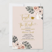 Boho Girl Floral Graduation Party Invitation (Devant)