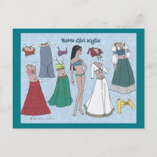 BoHo Girl Kylie Paper Doll Briefkaart