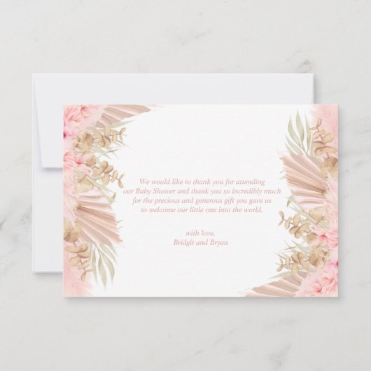 Boho Girl Pampas Orchid Merci Baby shower (Dos)