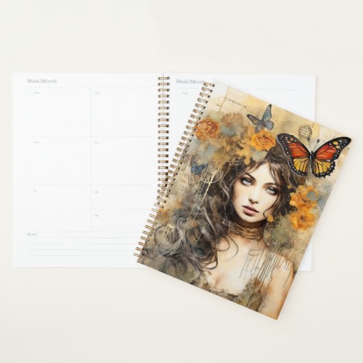 Boho Girl Planner, Boho Butterfly (Devant avec enveloppe)