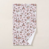 Boho Girly Pink Père Noël Doodles de Noël (Serviette à main)