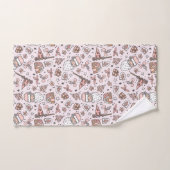 Boho Girly Pink Père Noël Doodles de Noël (Serviette à main)