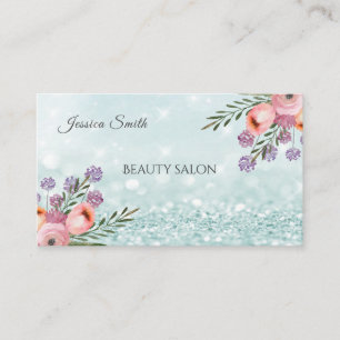 Boho Glam elegante chique waterverf bloemenglitter Visitekaartje
