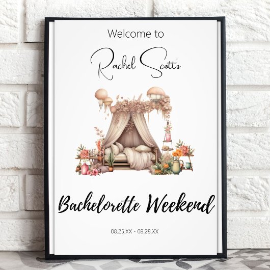 Boho Glamping Bachelorette Party Affiche de bienve