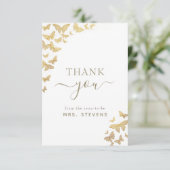 Boho Gold Butterfly Chic Fête des mariées Merci (Debout devant)