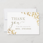 Boho Gold Butterfly Script Fête des mariées Merci (Devant)