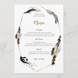 Boho Gold en Black Feather verlaat Lijst bruiloft Menu
