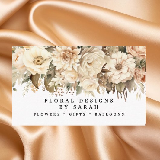 Boho Gold en Champagne Bloemen Visitekaartjes