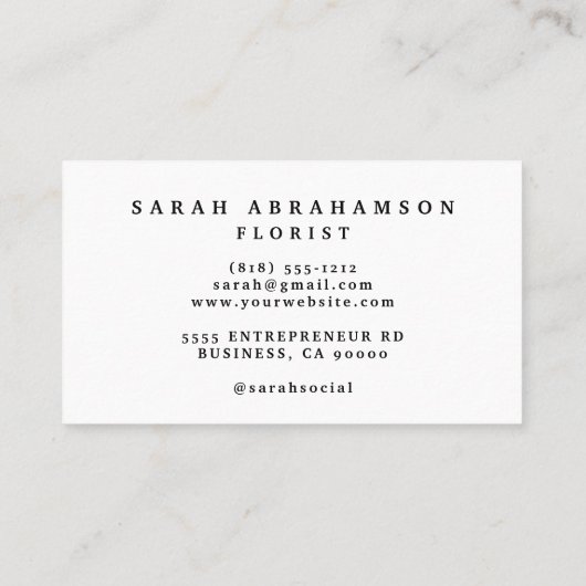 Boho Gold et Champagne Fleurs Cartes de visite (Dos)