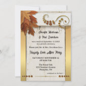Boho Gold Fall Leaves Happily Ever After Kaart (Voorkant)