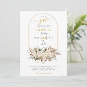 Boho Gold Floral Frame Baby shower Invitation (Debout devant)