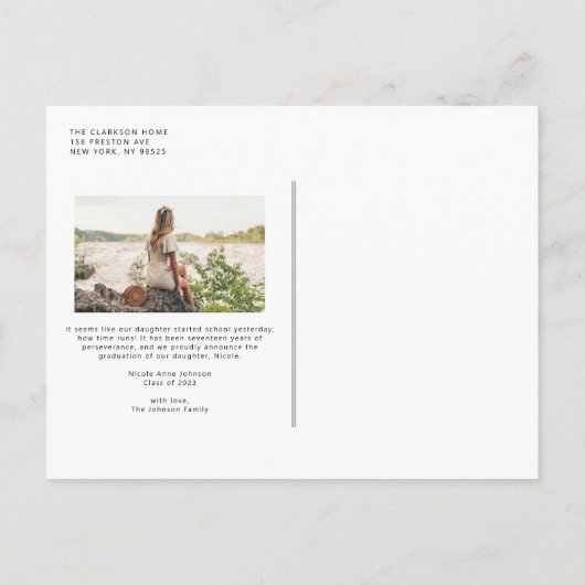 Boho Gold Glitter Feather Photo Afstuderen Aankondigingskaart (Achterkant)