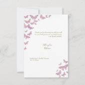 Boho Gold Paars Butterfly Vrijgezellenfeest Dank u Bedankkaart (Achterkant)