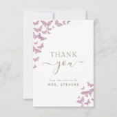 Boho Gold Purple Papillon Fête des mariées Merci (Devant)