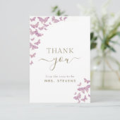 Boho Gold Purple Papillon Fête des mariées Merci (Debout devant)