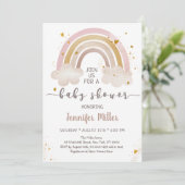 Boho Gold Rainbow Clouds Baby shower Kaart (Staand voorkant)