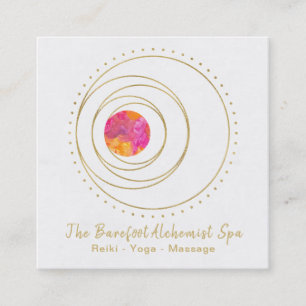 *~* Boho Gold Sacred Geometry Lunar Moon Luna Vierkante Visitekaartje