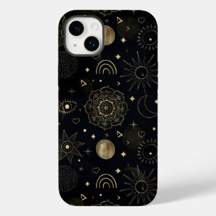 Boho Gold Space doodles Black Design Case-Mate iPhone 14 Plus Hoesje