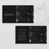 Boho Gold Space doodles Black Design Visitekaartje (Voorkant / Achterkant)